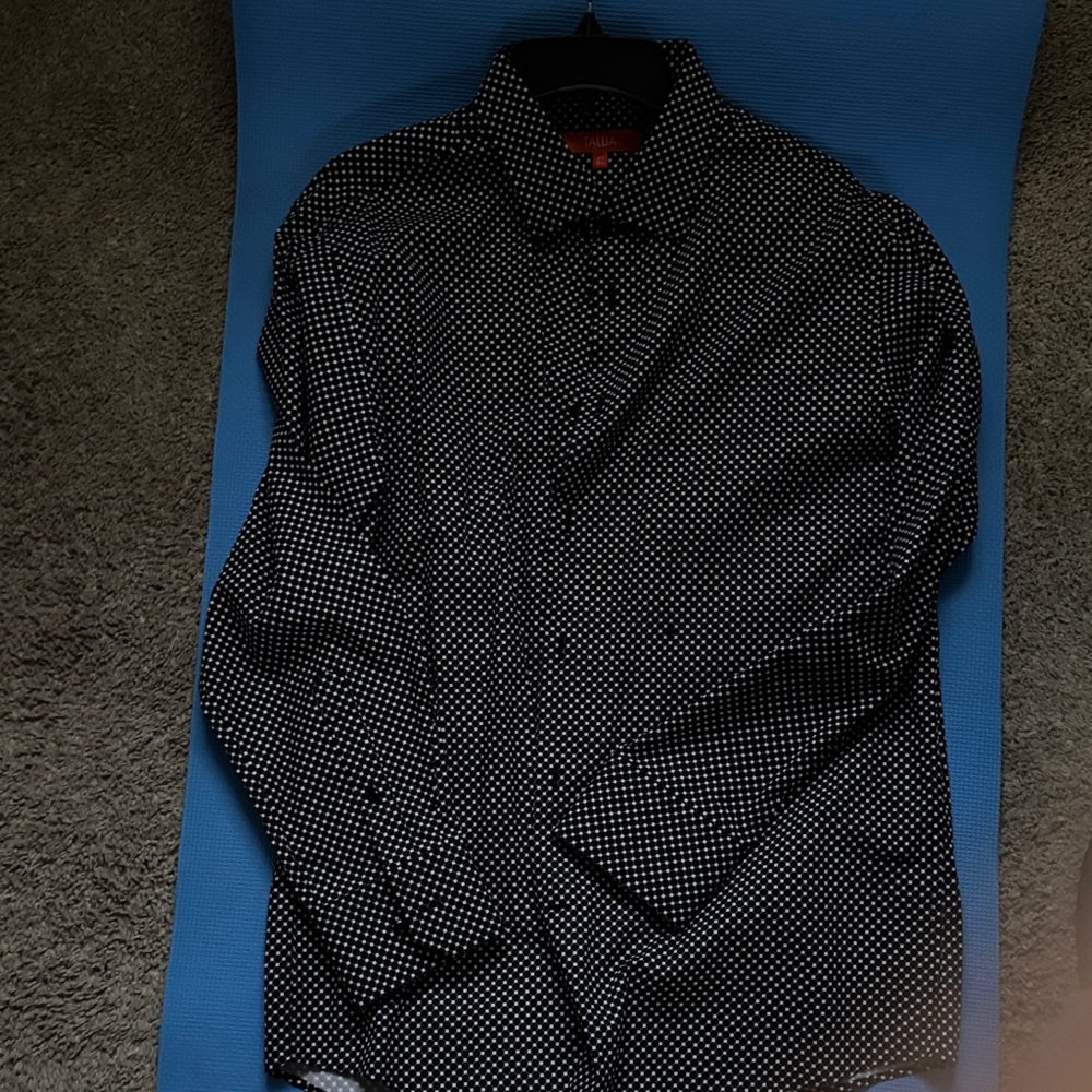 TALLIA Men’s Black and White Polka Dot Shirt